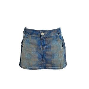 y2k vintage mcbling low-rise denim mini skirt